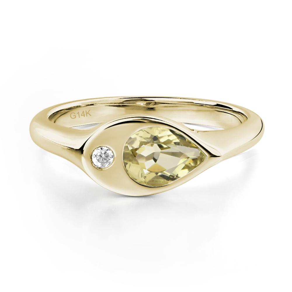 Lemon Quartz East West Pear Engagement Ring - LUO Jewelry #metal_14k yellow gold
