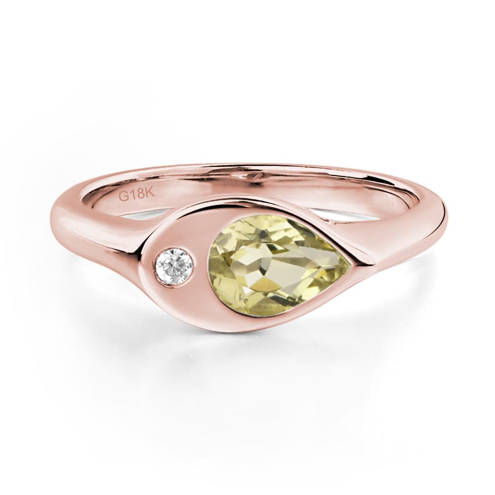 Lemon Quartz East West Pear Engagement Ring - LUO Jewelry #metal_18k rose gold