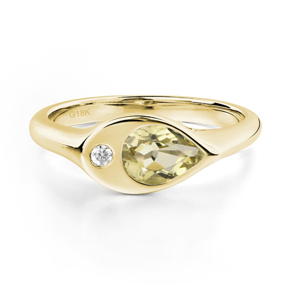 Lemon Quartz East West Pear Engagement Ring - LUO Jewelry #metal_18k yellow gold