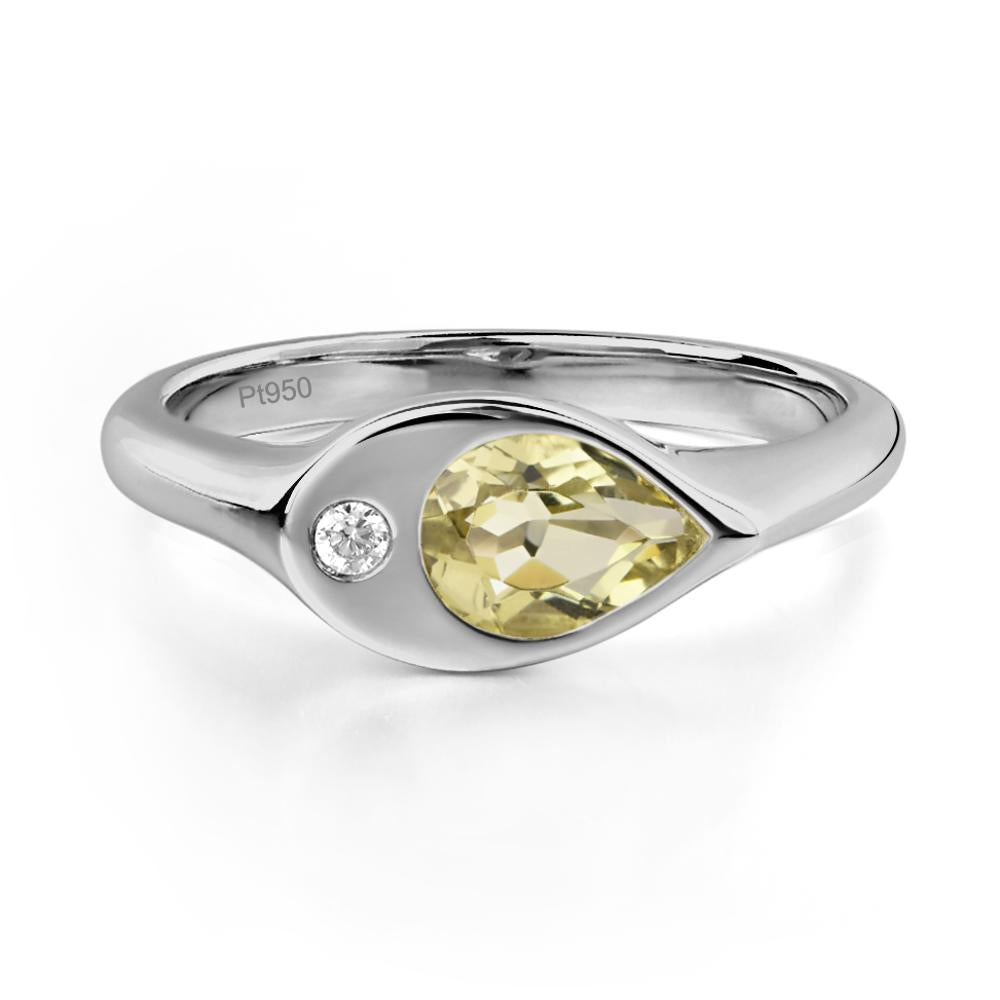 Lemon Quartz East West Pear Engagement Ring - LUO Jewelry #metal_platinum