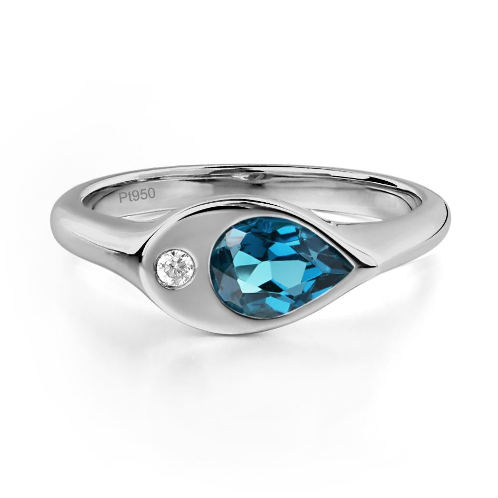 London Blue Topaz East West Pear Engagement Ring - LUO Jewelry #metal_platinum