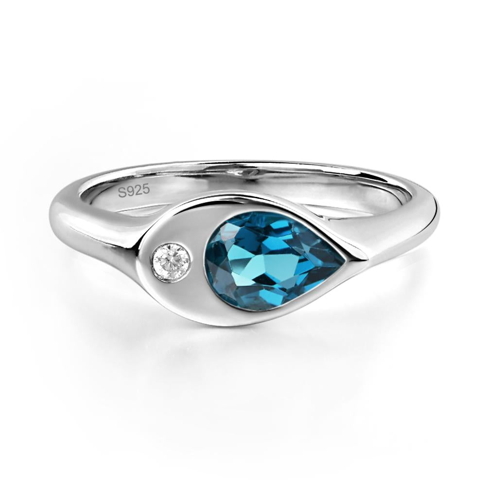 London Blue Topaz East West Pear Engagement Ring - LUO Jewelry #metal_sterling silver