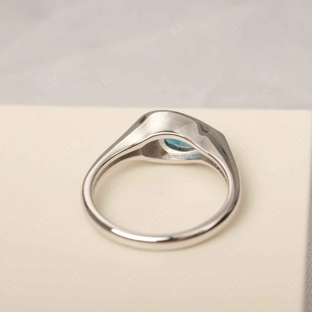 Vintage London Blue Topaz Ring East West Pear Shaped Ring - LUO Jewelry