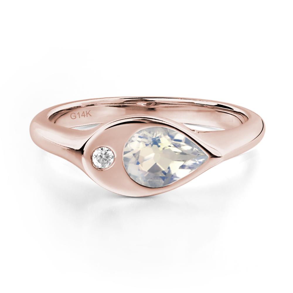 Moonstone East West Pear Engagement Ring - LUO Jewelry #metal_14k rose gold