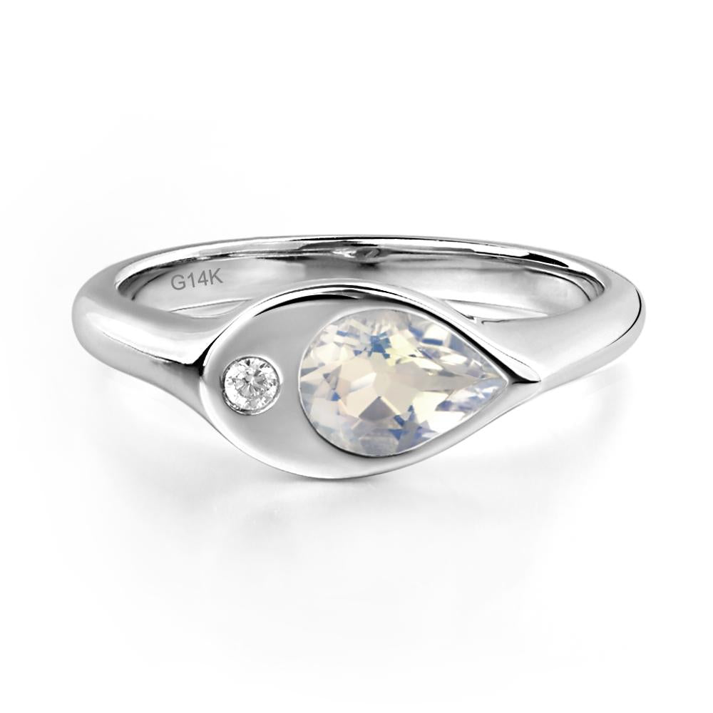 Moonstone East West Pear Engagement Ring - LUO Jewelry #metal_14k white gold