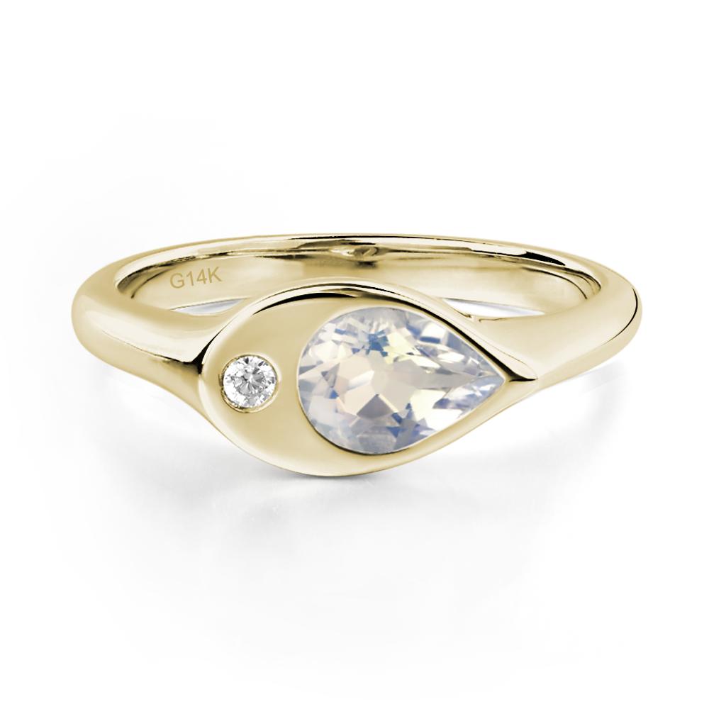 Moonstone East West Pear Engagement Ring - LUO Jewelry #metal_14k yellow gold