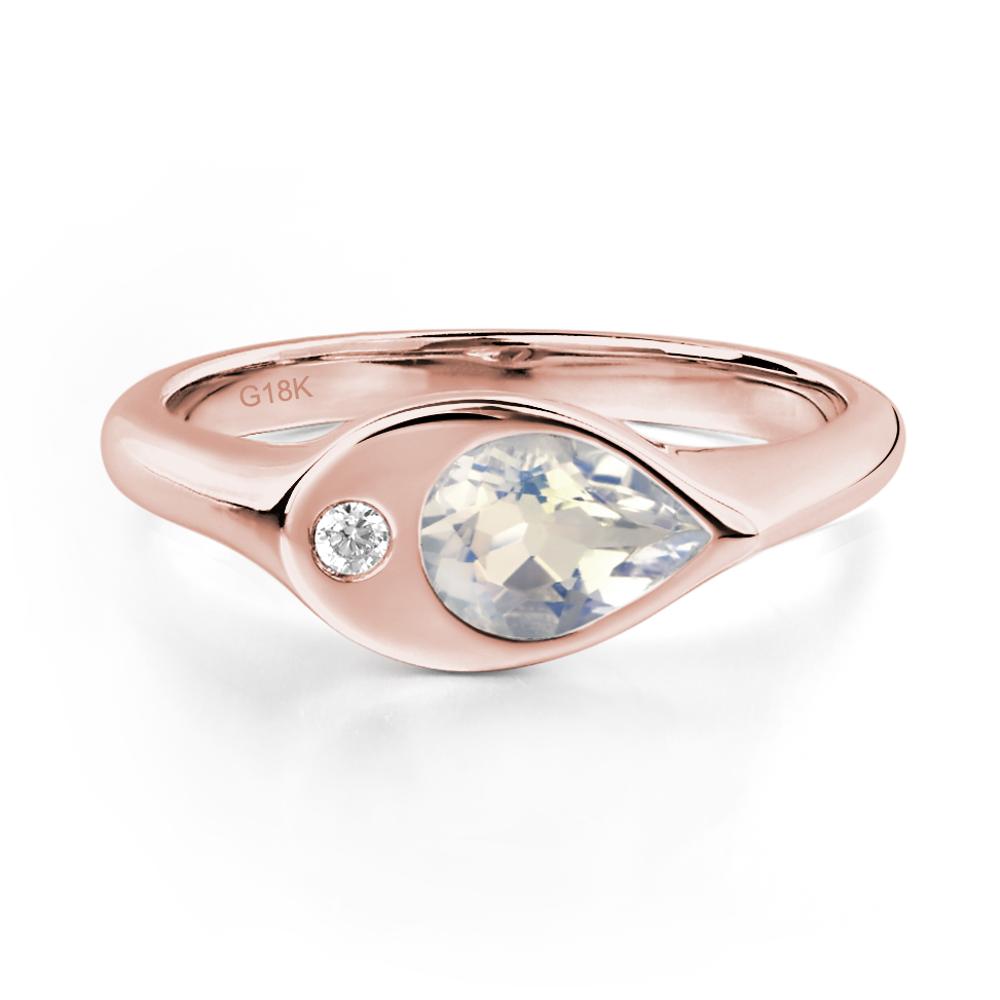 Moonstone East West Pear Engagement Ring - LUO Jewelry #metal_18k rose gold