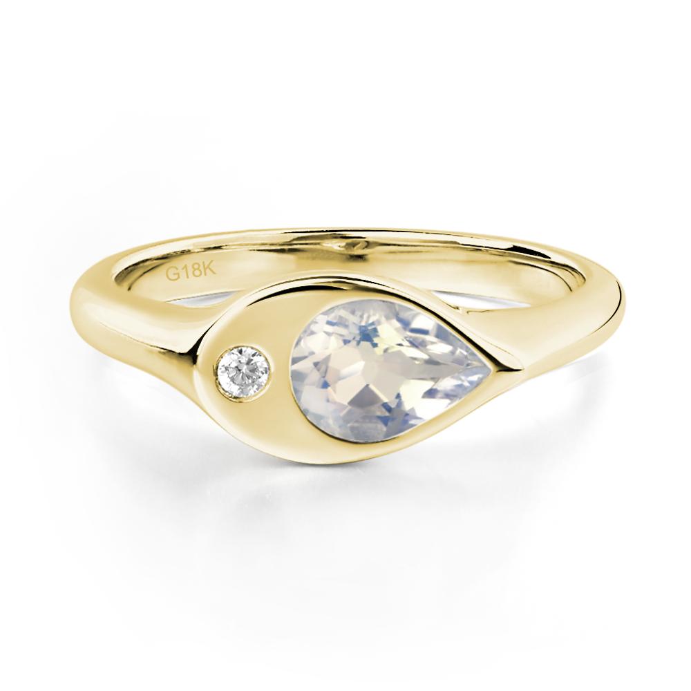 Moonstone East West Pear Engagement Ring - LUO Jewelry #metal_18k yellow gold