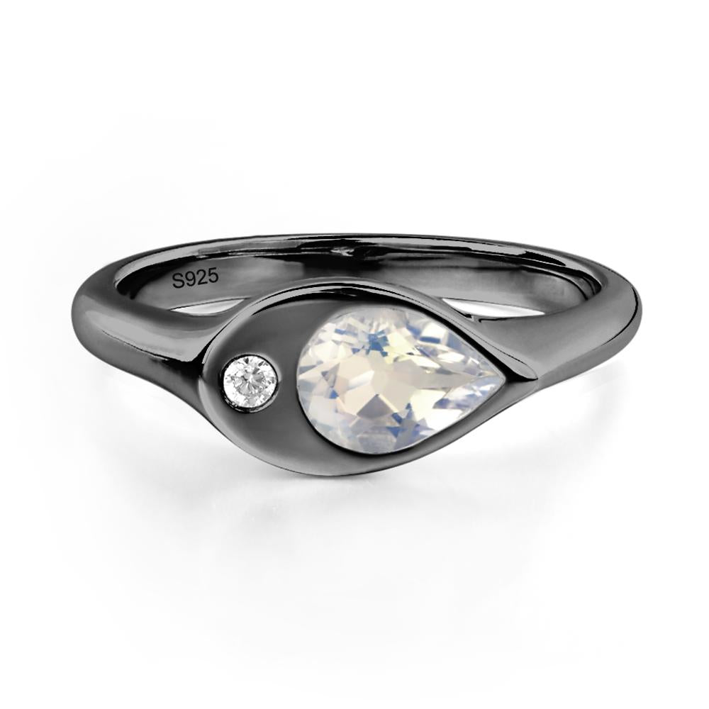 Moonstone East West Pear Engagement Ring - LUO Jewelry #metal_black finish sterling silver