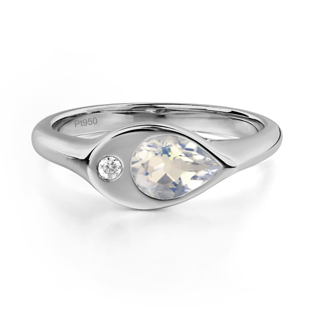 Moonstone East West Pear Engagement Ring - LUO Jewelry #metal_platinum