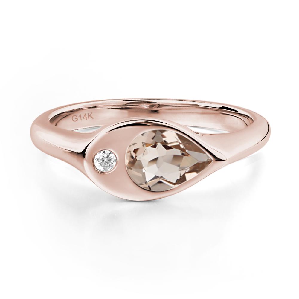 Morganite East West Pear Engagement Ring - LUO Jewelry #metal_14k rose gold