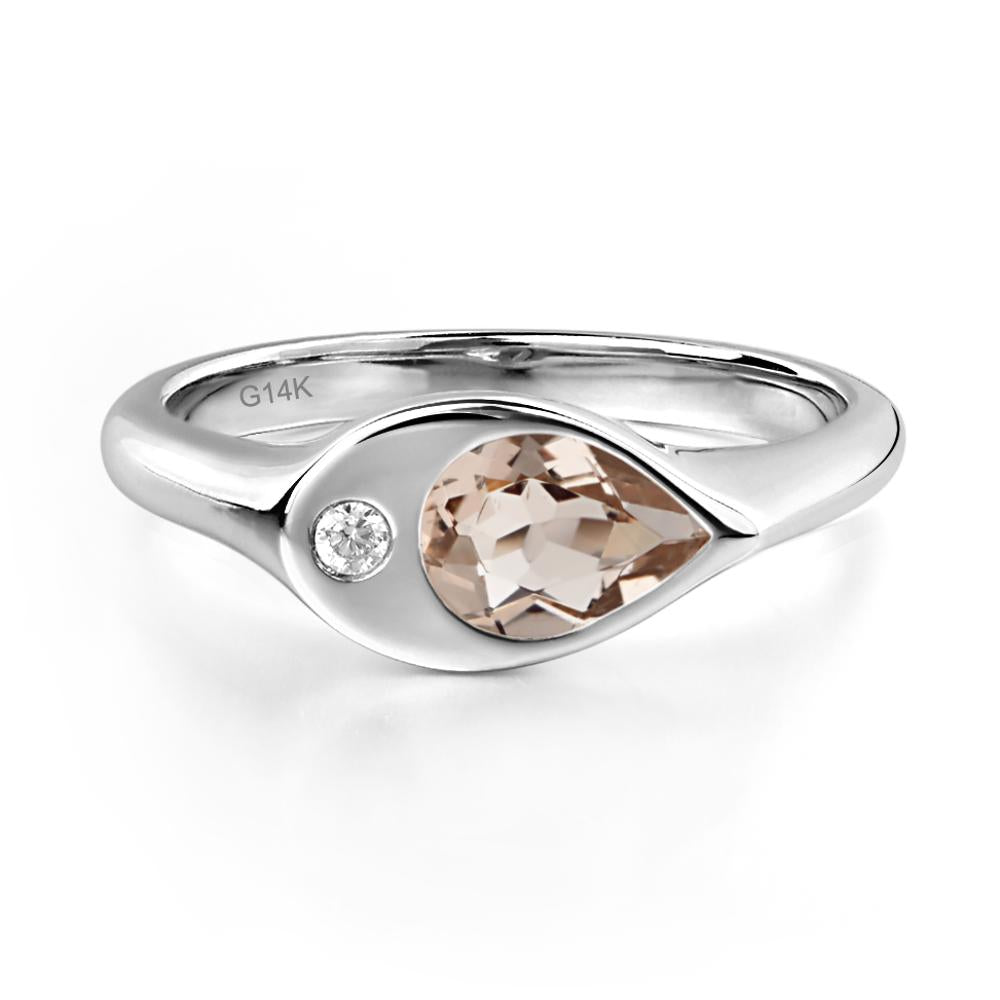 Morganite East West Pear Engagement Ring - LUO Jewelry #metal_14k white gold
