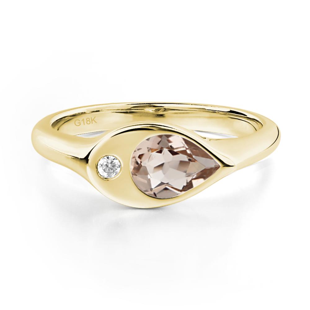 Morganite East West Pear Engagement Ring - LUO Jewelry #metal_18k yellow gold