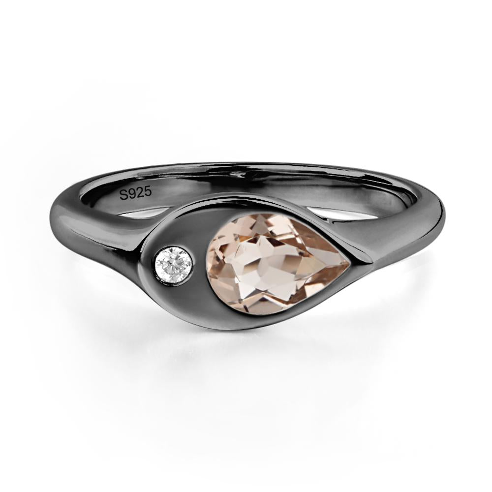 Morganite East West Pear Engagement Ring - LUO Jewelry #metal_black finish sterling silver