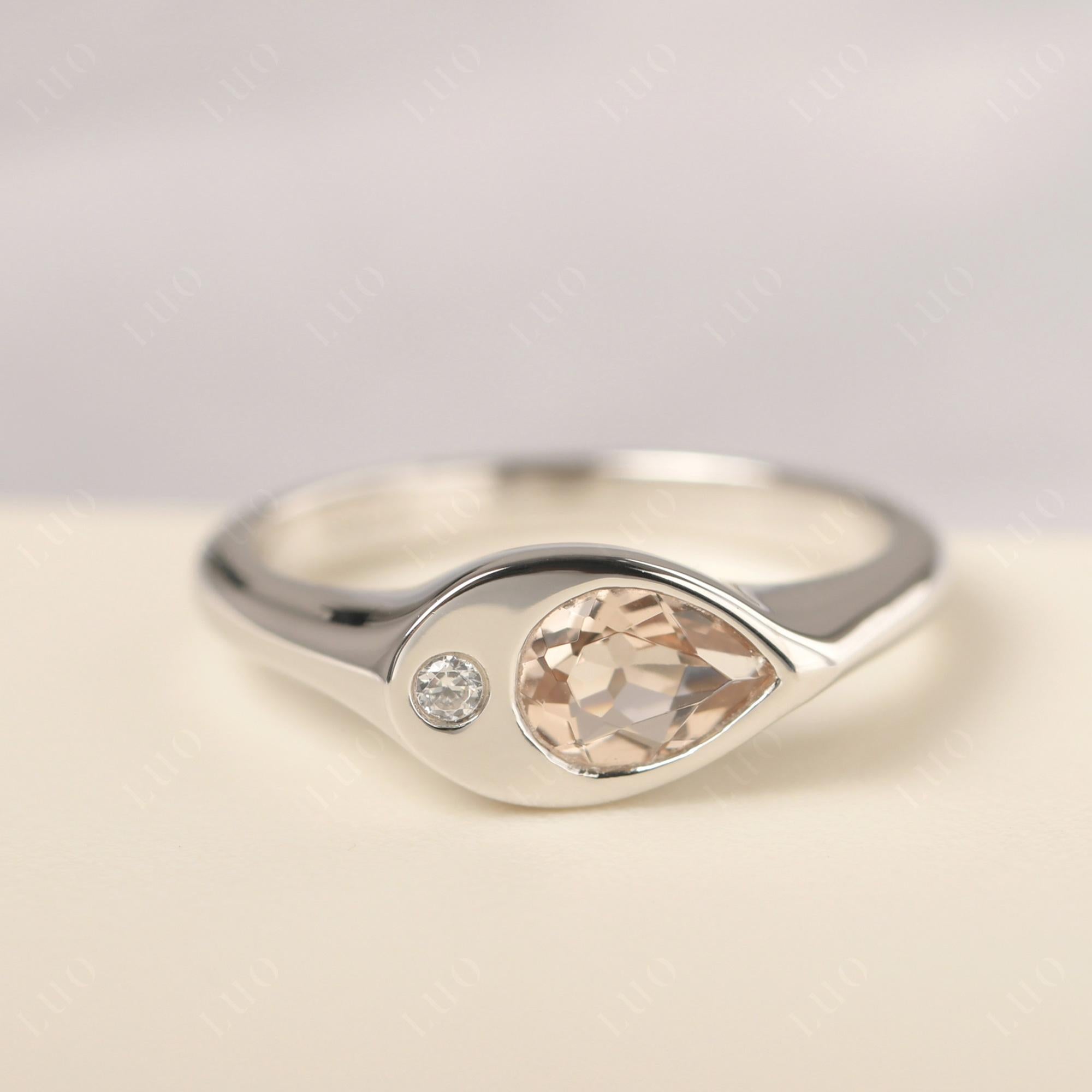 Morganite East West Pear Engagement Ring - LUO Jewelry