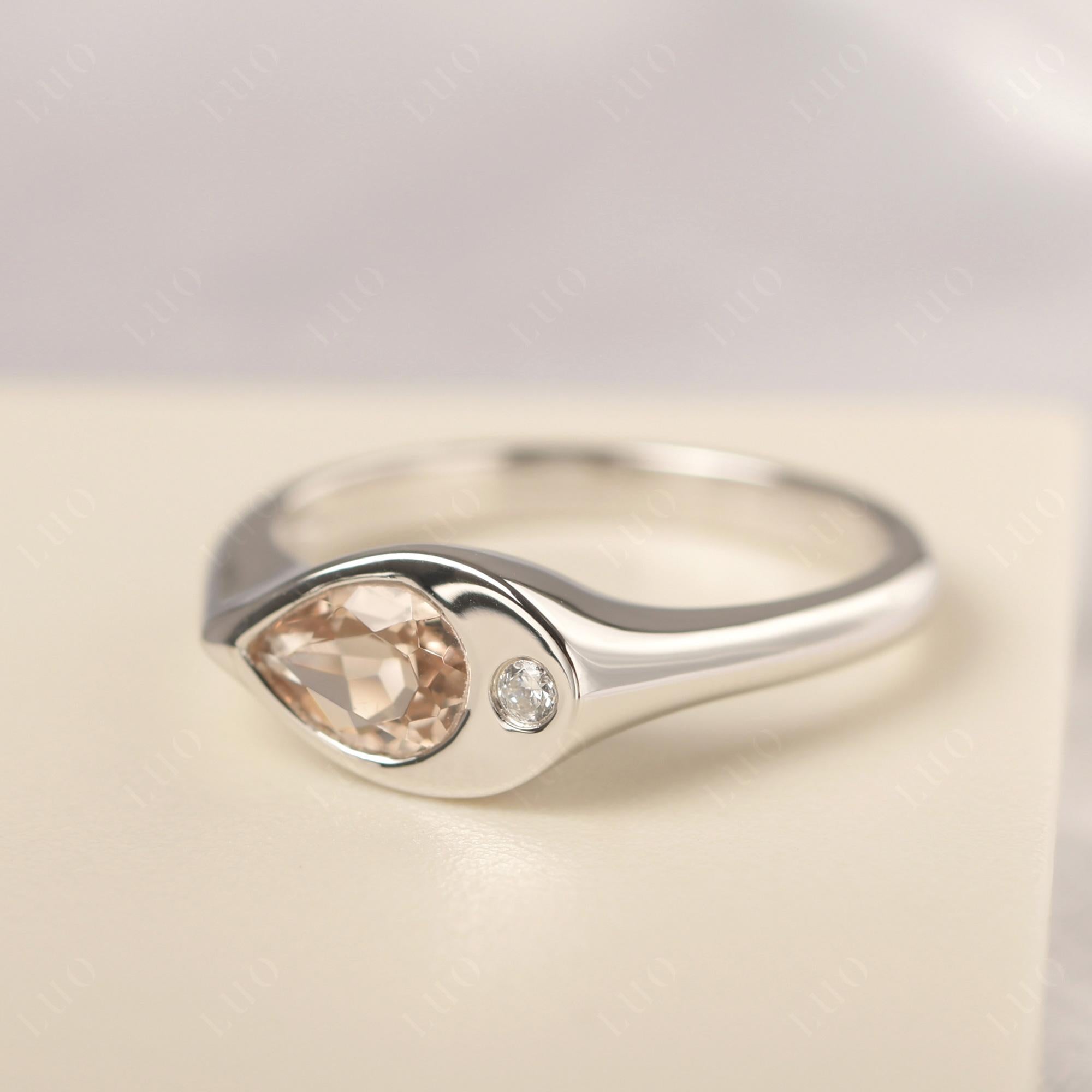 Morganite East West Pear Engagement Ring - LUO Jewelry