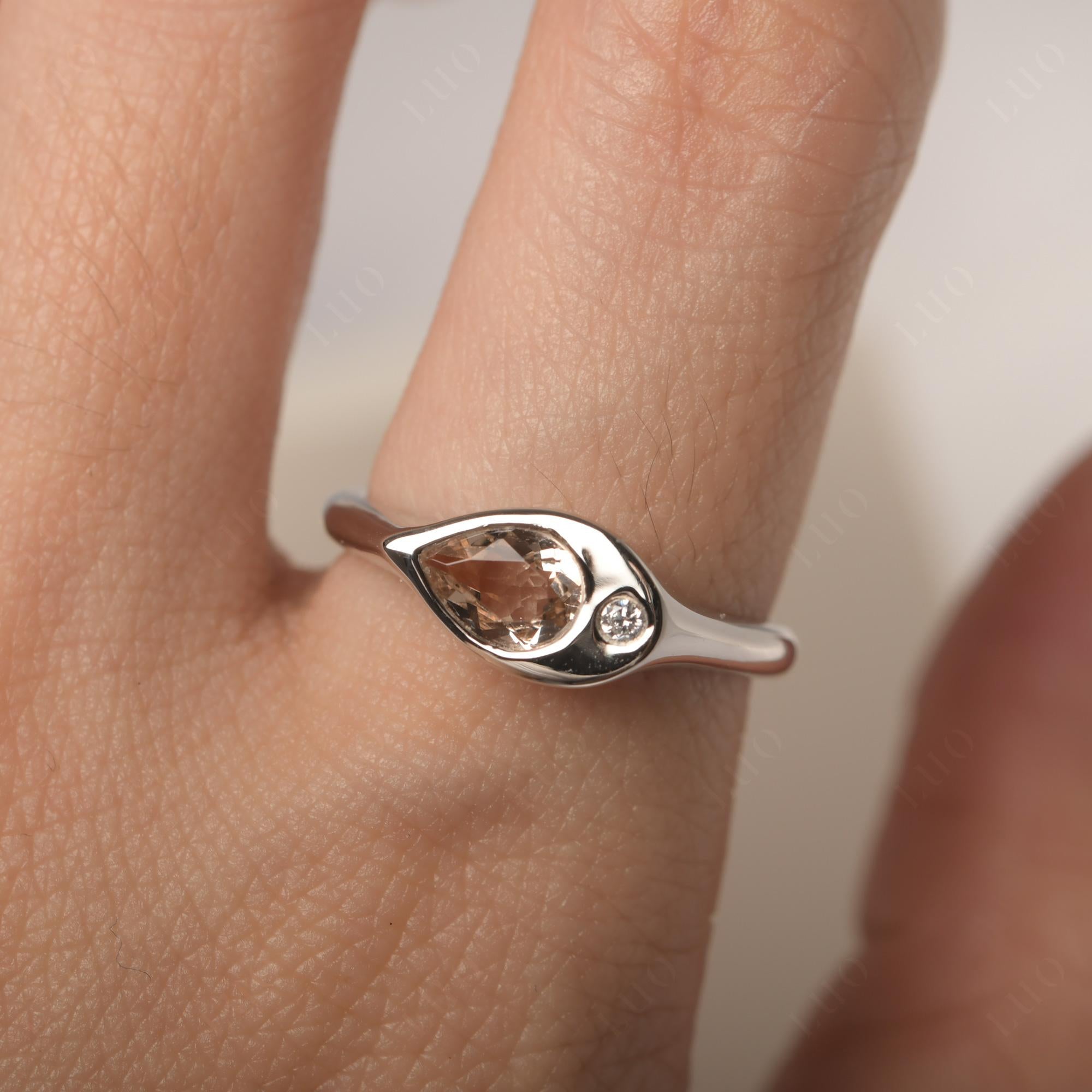 Morganite East West Pear Engagement Ring - LUO Jewelry