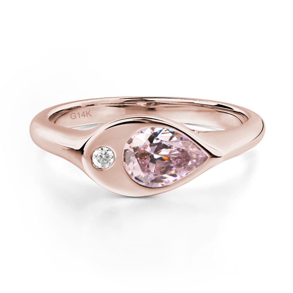 Pink Cubic Zirconia East West Pear Engagement Ring - LUO Jewelry #metal_14k rose gold