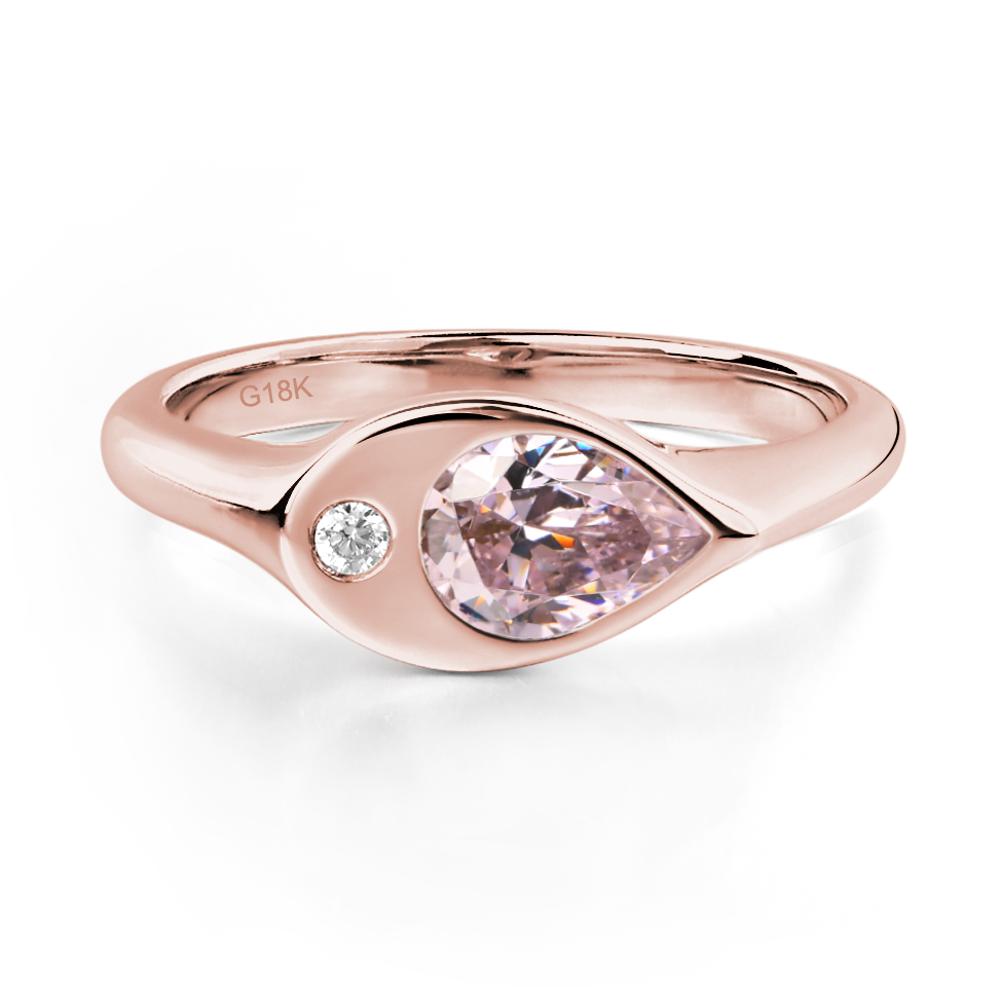 Pink Cubic Zirconia East West Pear Engagement Ring - LUO Jewelry #metal_18k rose gold