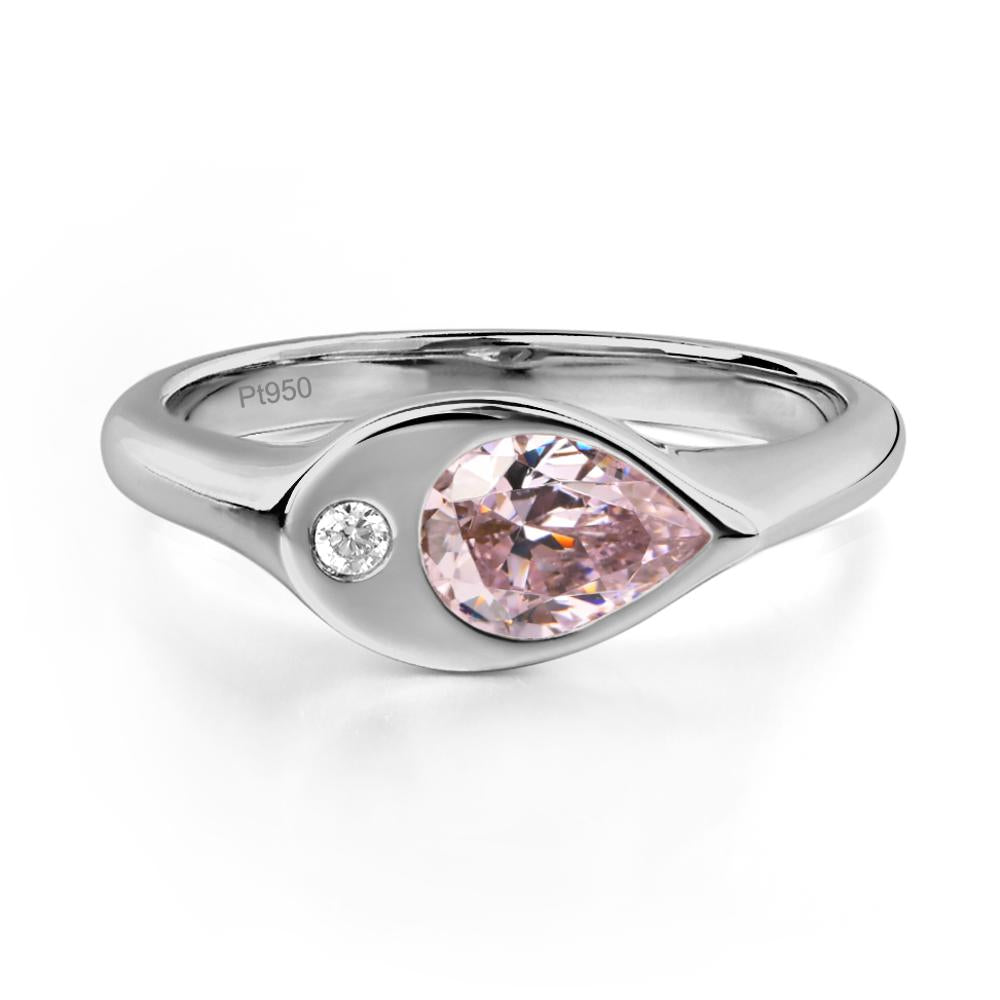 Pink Cubic Zirconia East West Pear Engagement Ring - LUO Jewelry #metal_platinum