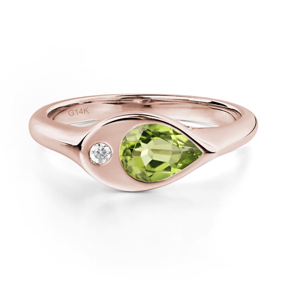 Peridot East West Pear Engagement Ring - LUO Jewelry #metal_14k rose gold