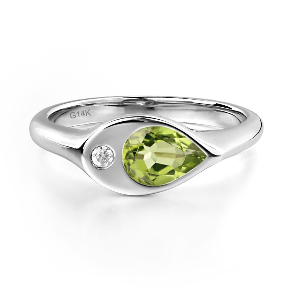 Peridot East West Pear Engagement Ring - LUO Jewelry #metal_14k white gold
