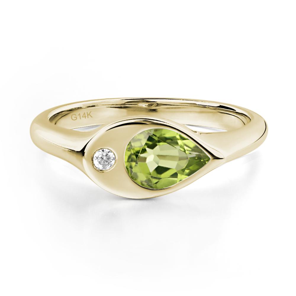 Peridot East West Pear Engagement Ring - LUO Jewelry #metal_14k yellow gold