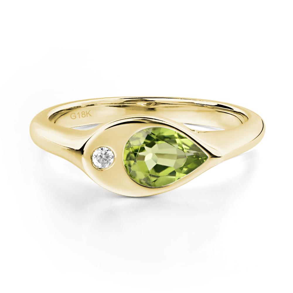 Peridot East West Pear Engagement Ring - LUO Jewelry #metal_18k yellow gold