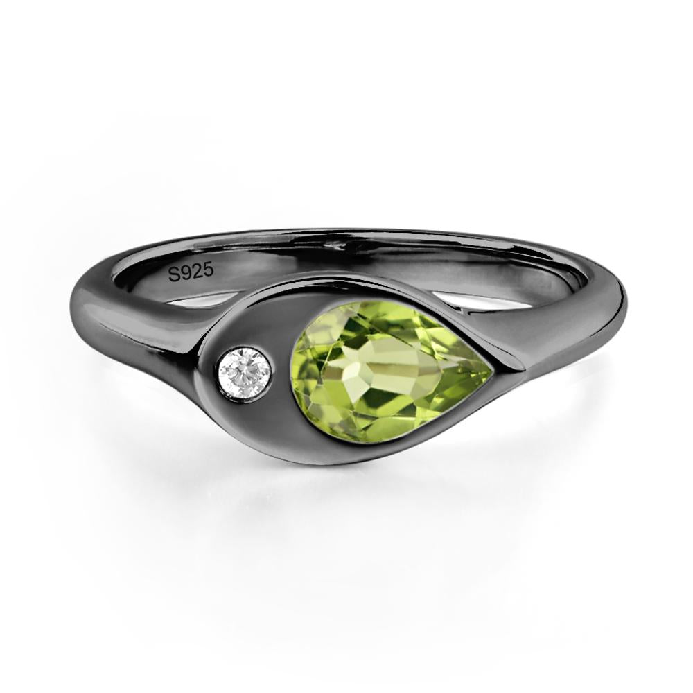Peridot East West Pear Engagement Ring - LUO Jewelry #metal_black finish sterling silver