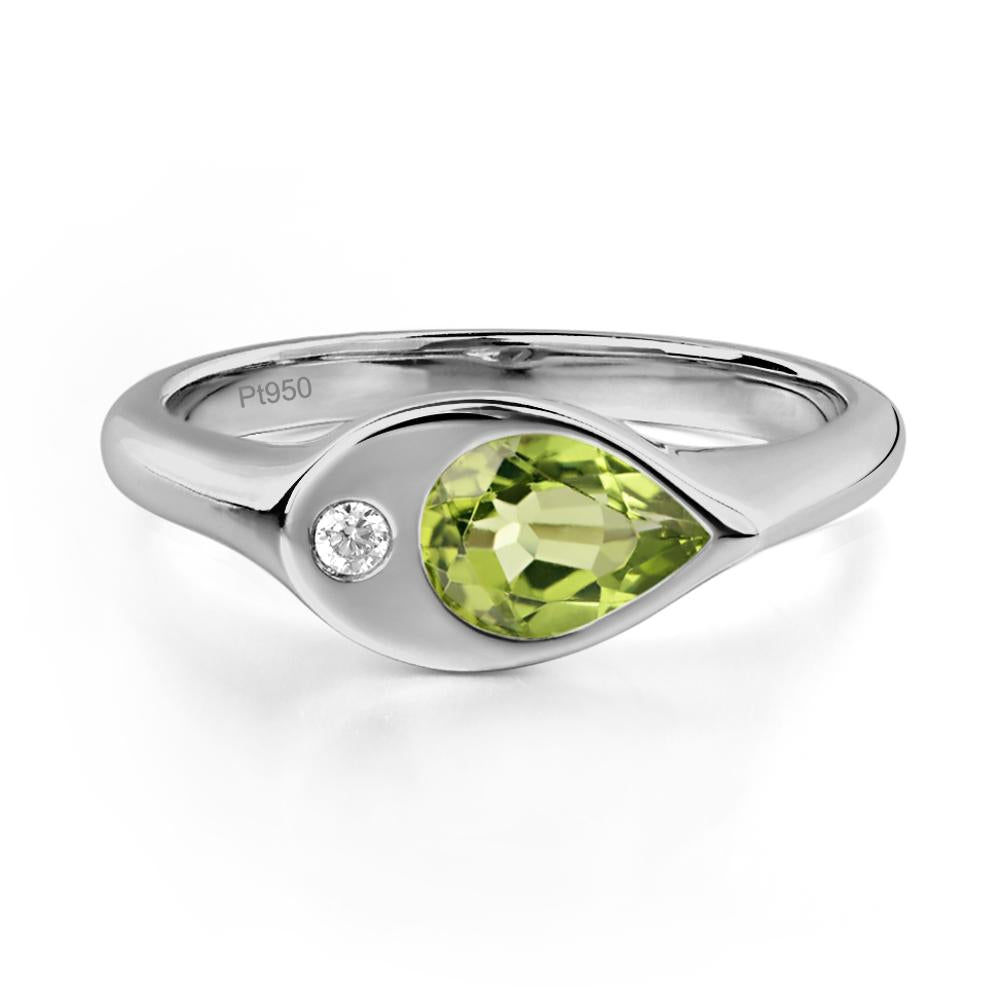 Peridot East West Pear Engagement Ring - LUO Jewelry #metal_platinum