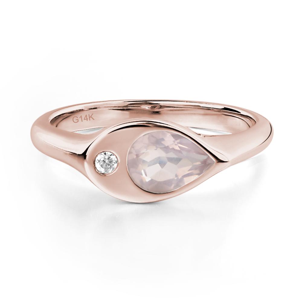 Rose Quartz East West Pear Engagement Ring - LUO Jewelry #metal_14k rose gold