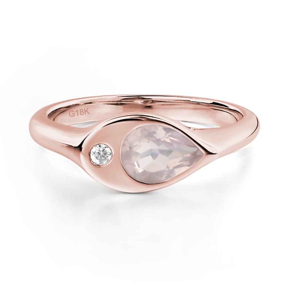 Rose Quartz East West Pear Engagement Ring - LUO Jewelry #metal_18k rose gold