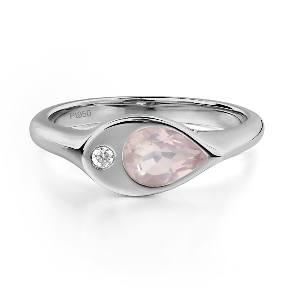 Rose Quartz East West Pear Engagement Ring - LUO Jewelry #metal_platinum