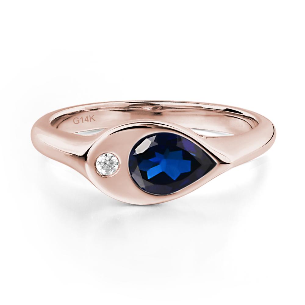 Sapphire East West Pear Engagement Ring - LUO Jewelry #metal_14k rose gold