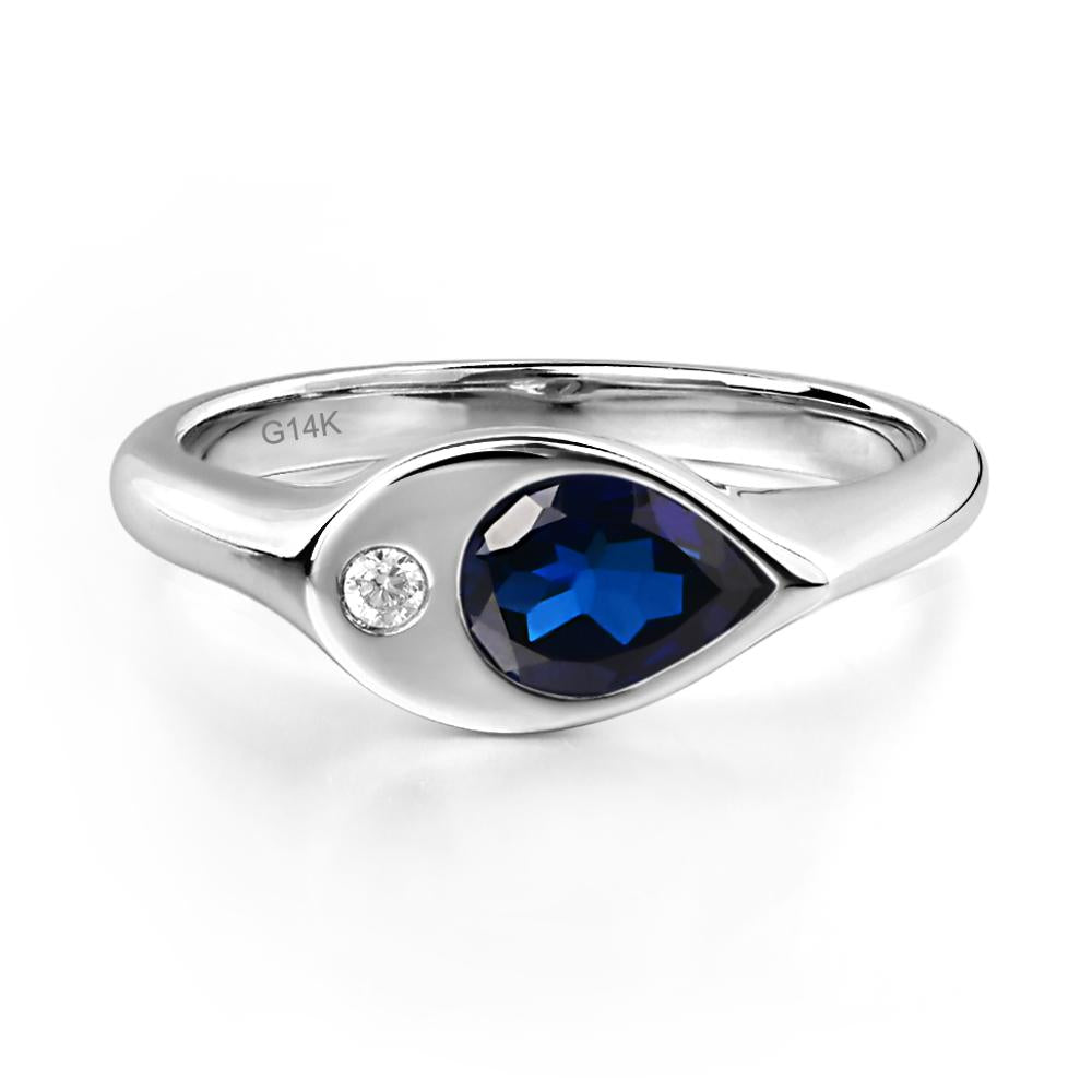 Sapphire East West Pear Engagement Ring - LUO Jewelry #metal_14k white gold