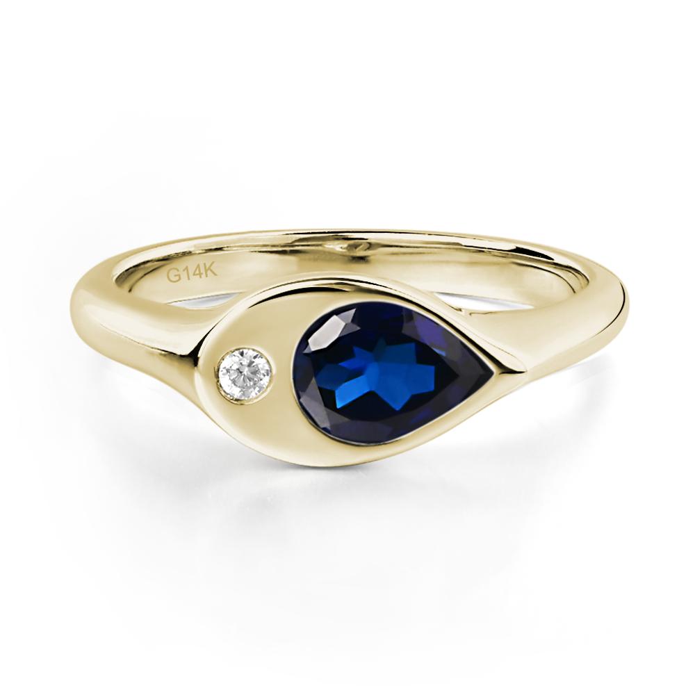 Sapphire East West Pear Engagement Ring - LUO Jewelry #metal_14k yellow gold