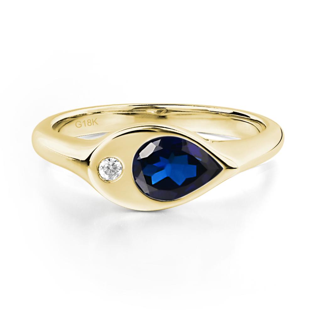 Sapphire East West Pear Engagement Ring - LUO Jewelry #metal_18k yellow gold