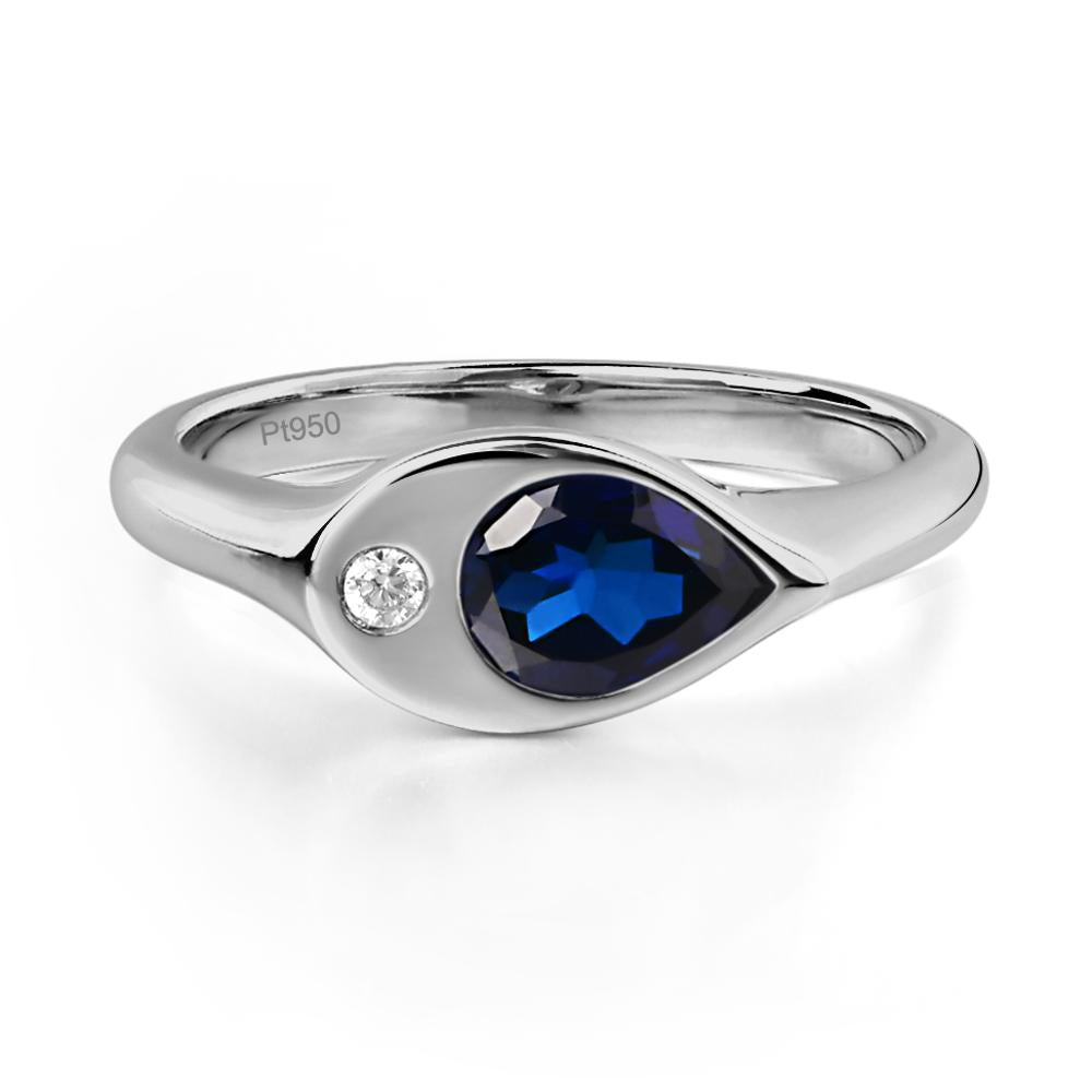 Sapphire East West Pear Engagement Ring - LUO Jewelry #metal_platinum