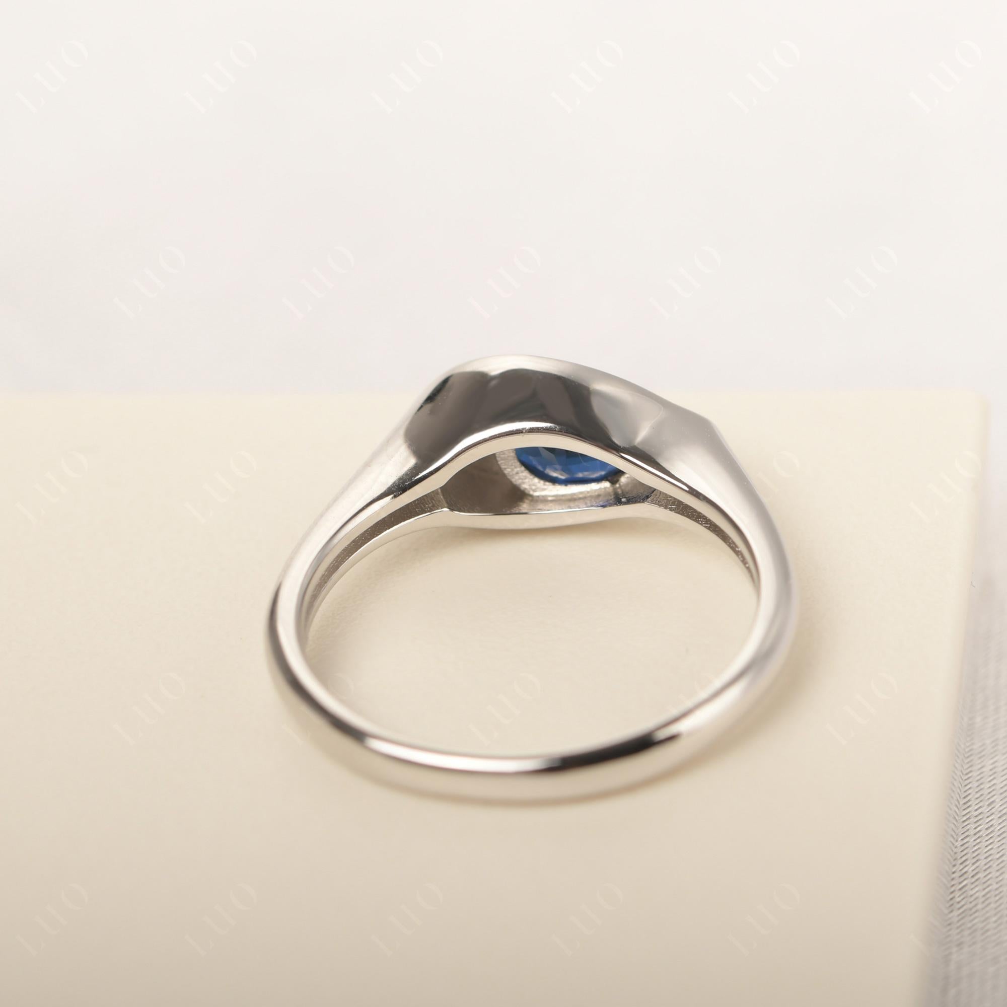 Sapphire East West Pear Engagement Ring - LUO Jewelry