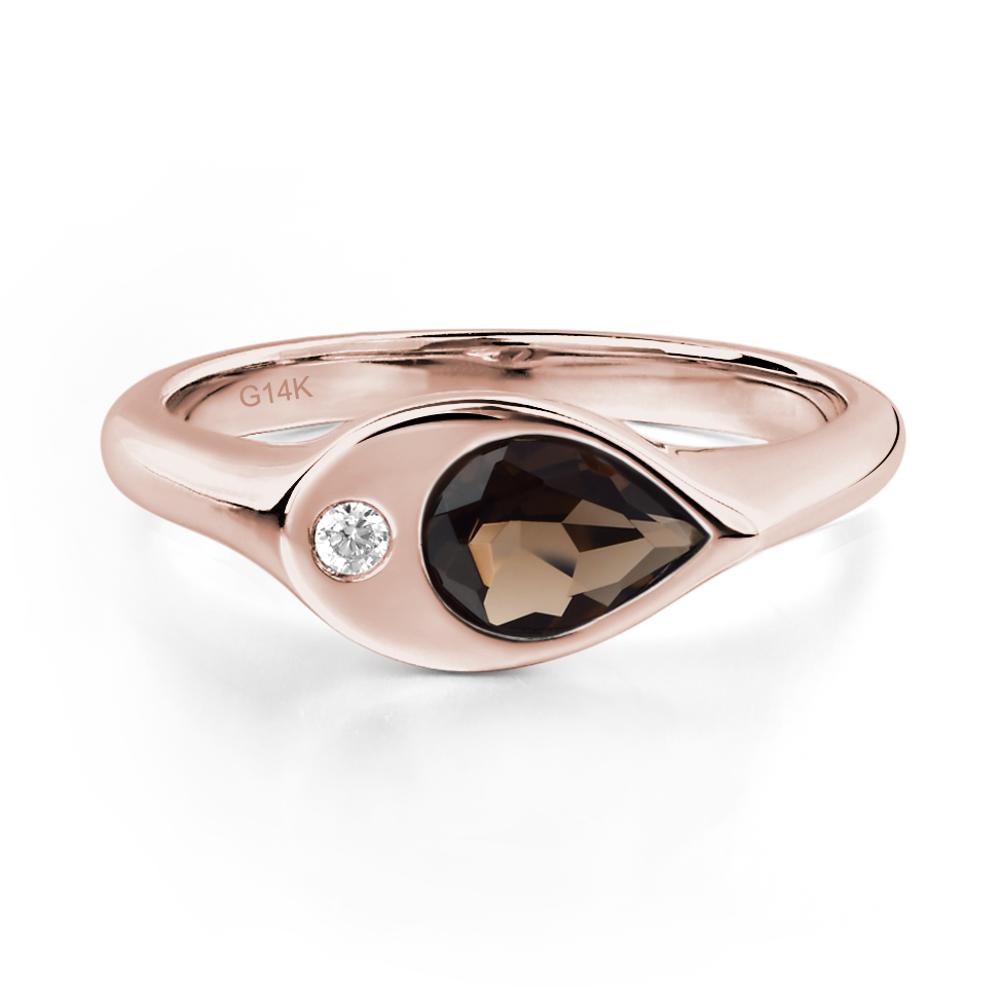 Smoky Quartz East West Pear Engagement Ring - LUO Jewelry #metal_14k rose gold