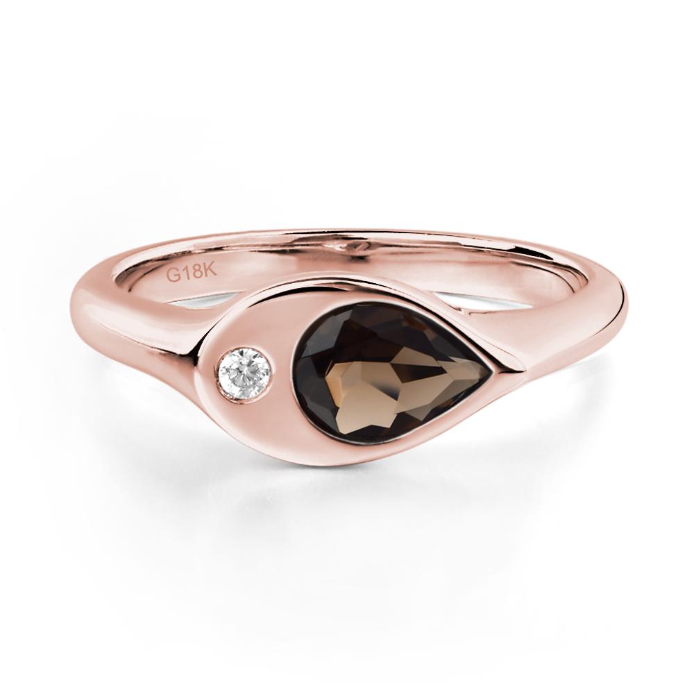 Smoky Quartz East West Pear Engagement Ring - LUO Jewelry #metal_18k rose gold