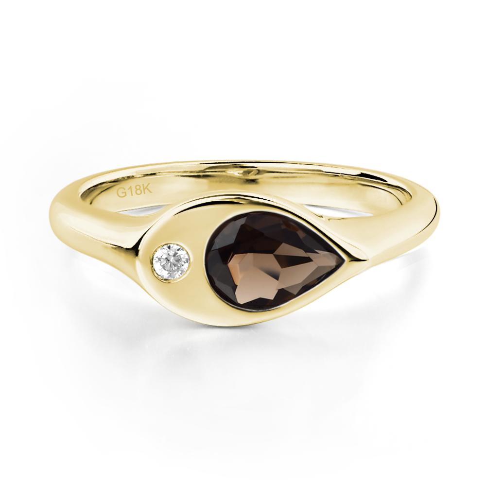 Smoky Quartz East West Pear Engagement Ring - LUO Jewelry #metal_18k yellow gold