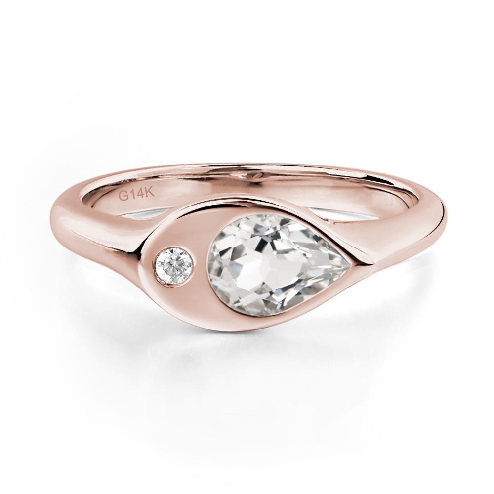 White Topaz East West Pear Engagement Ring - LUO Jewelry #metal_14k rose gold
