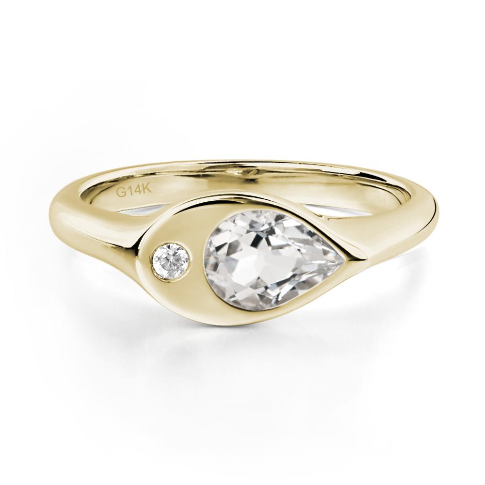 White Topaz East West Pear Engagement Ring - LUO Jewelry #metal_14k yellow gold