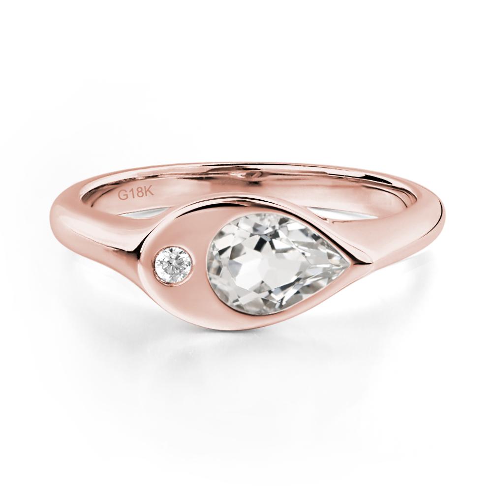 White Topaz East West Pear Engagement Ring - LUO Jewelry #metal_18k rose gold
