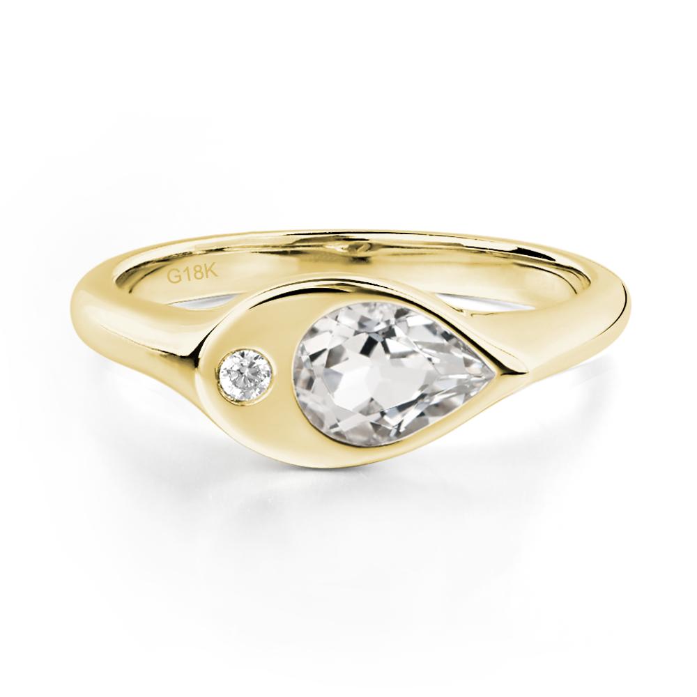 White Topaz East West Pear Engagement Ring - LUO Jewelry #metal_18k yellow gold