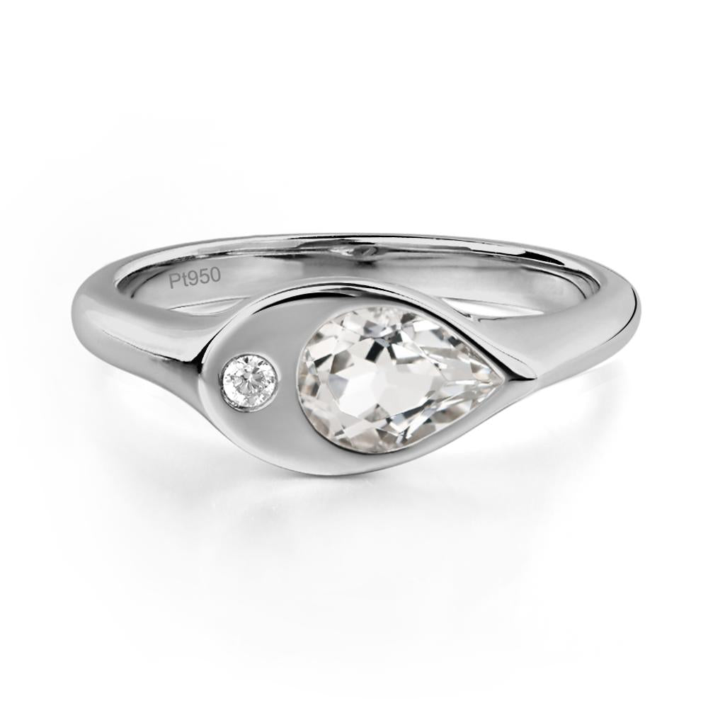 White Topaz East West Pear Engagement Ring - LUO Jewelry #metal_platinum