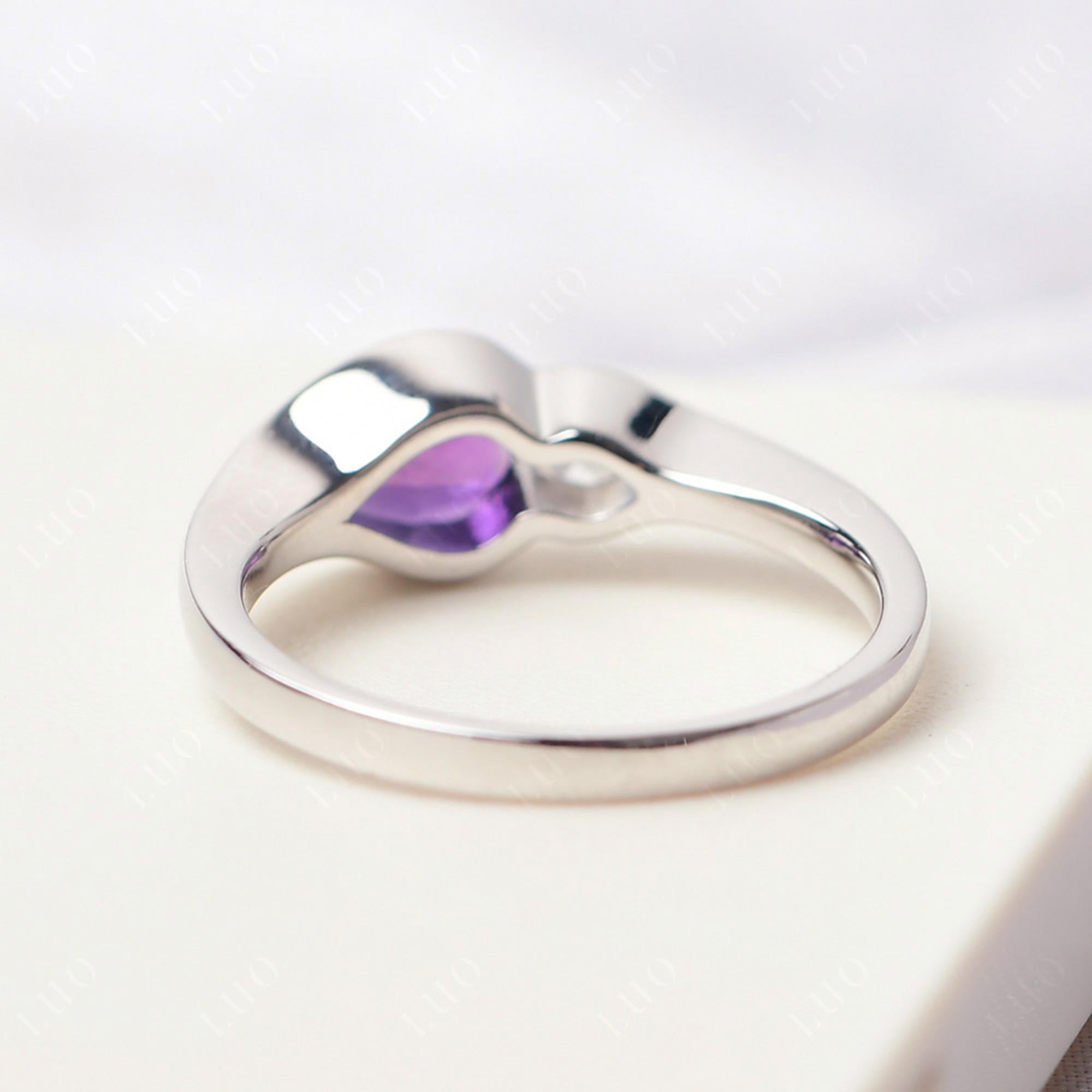 Vintage Amethyst Bezel Pear Engagement Ring - LUO Jewelry