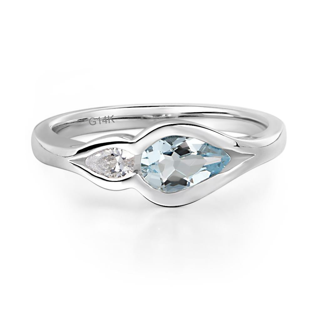 Vintage Aquamarine Bezel Pear Engagement Ring - LUO Jewelry #metal_14k white gold