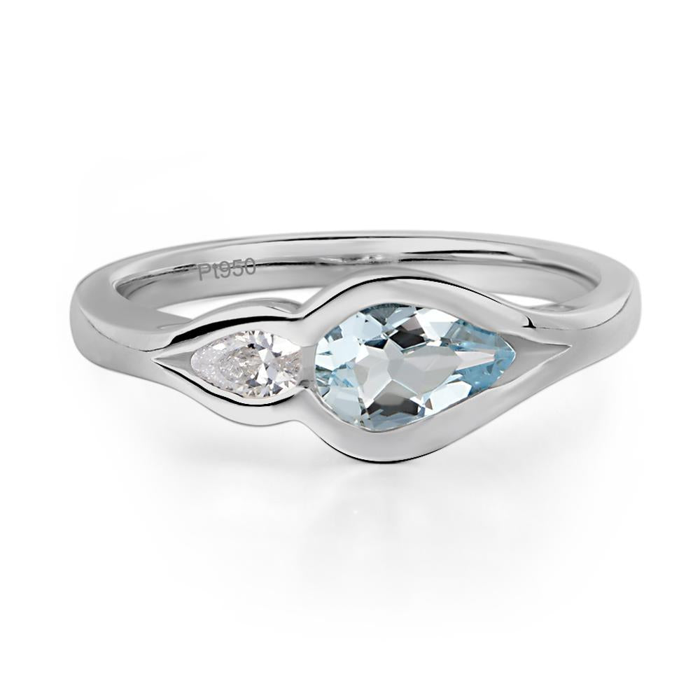 Vintage Aquamarine Bezel Pear Engagement Ring - LUO Jewelry #metal_platinum